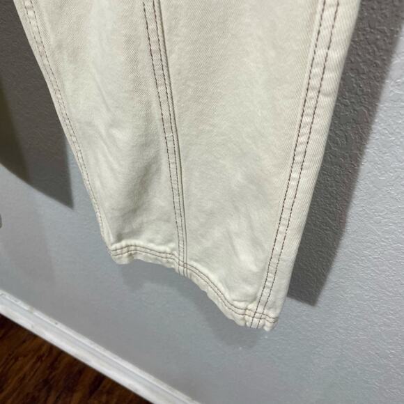 PacSun Elastic Waist White Bone Cargo Denim Pants Mid Rise Size Medium - Picture 12 of 16